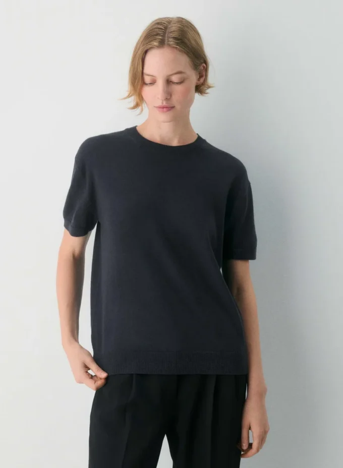 Camiseta de cuello redondo de lana merino Camiseta de cuello redondo de lana merino