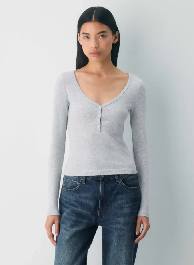 Camiseta de manga larga con cuello henley HomeStretch™ Rib Camiseta de manga larga con cuello henley HomeStretch™ Rib