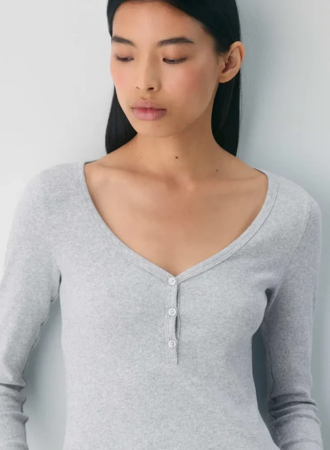 Camiseta de manga larga con cuello henley HomeStretch™ Rib Camiseta de manga larga con cuello henley HomeStretch™ Rib