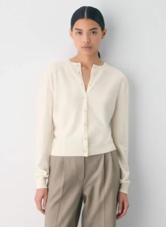 Cardigan de cuello redondo de lana merino