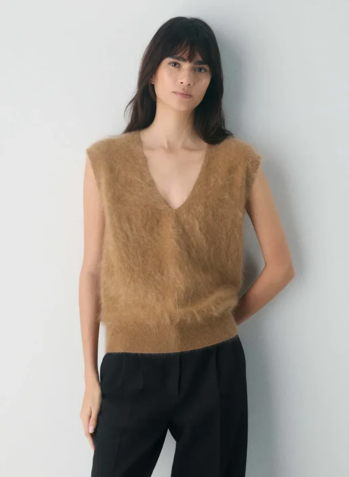 Chaleco de jersey de cachemira cepillada Chaleco de jersey de cachemira cepillada