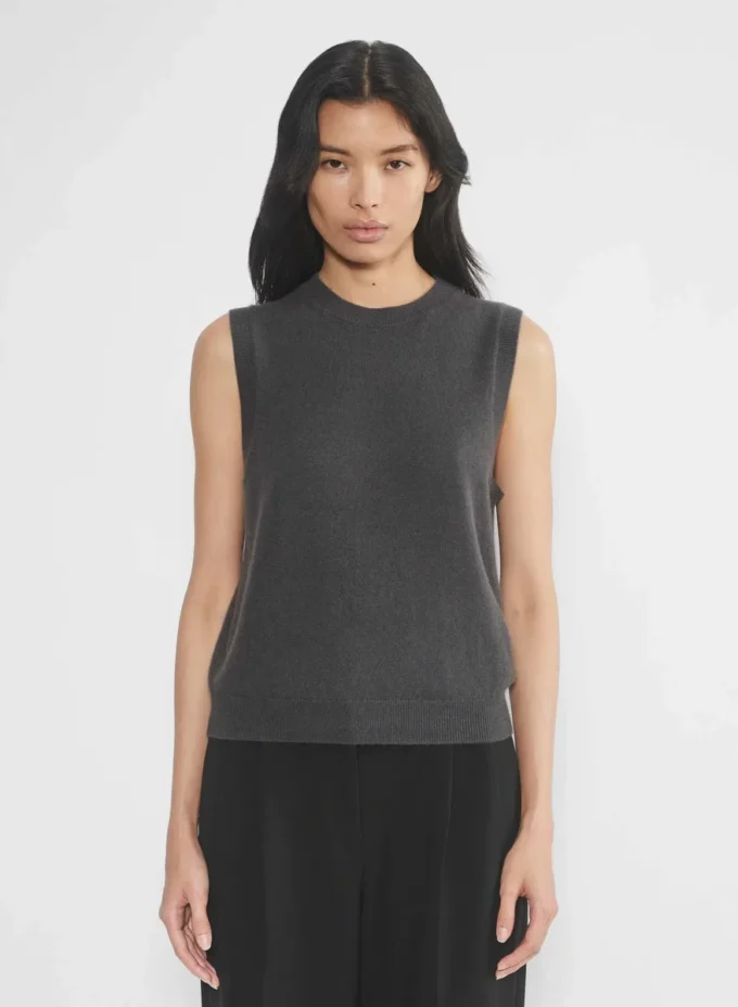 Chaleco de punto de cuello redondo Bare Cashmere Chaleco de punto de cuello redondo Bare Cashmere