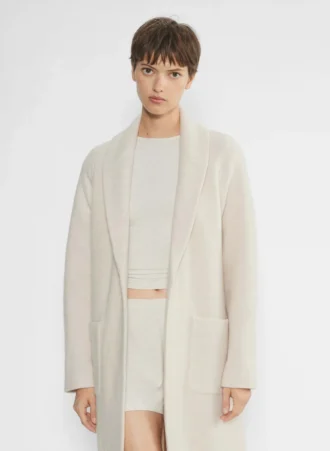 chaqueta de lana merino con cuello chal