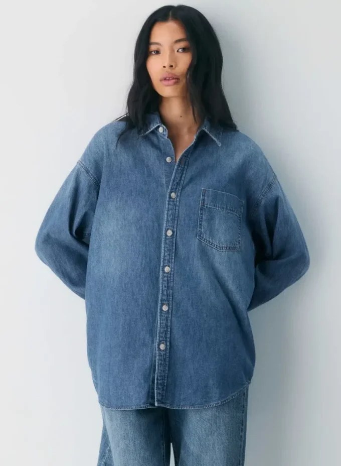 Denim Forum Camisa vaquera cómoda de los 80 Denim Forum Camisa vaquera cómoda de los 80