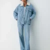 Denim Forum Chaqueta vaquera vintage de sherpa de los 90