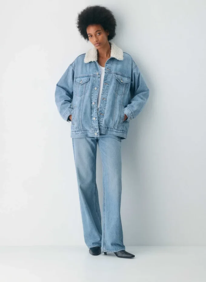 Denim Forum Chaqueta vaquera vintage de sherpa de los 90