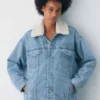 Denim Forum Chaqueta vaquera vintage de sherpa de los 90