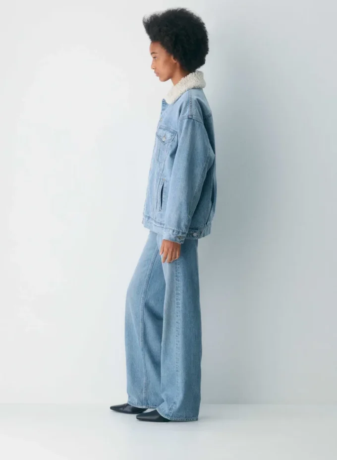 Denim Forum Chaqueta vaquera vintage de sherpa de los 90