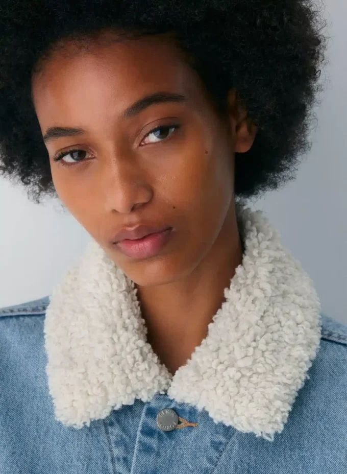 Denim Forum Chaqueta vaquera vintage de sherpa de los 90