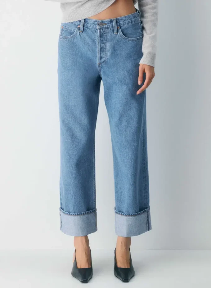 Denim Forum Los vaqueros vintage de talle bajo con vuelta de los años 90 Denim Forum Los vaqueros vintage de talle bajo con vuelta de los años 90