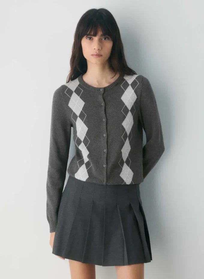 Falda micro plisada de oliva