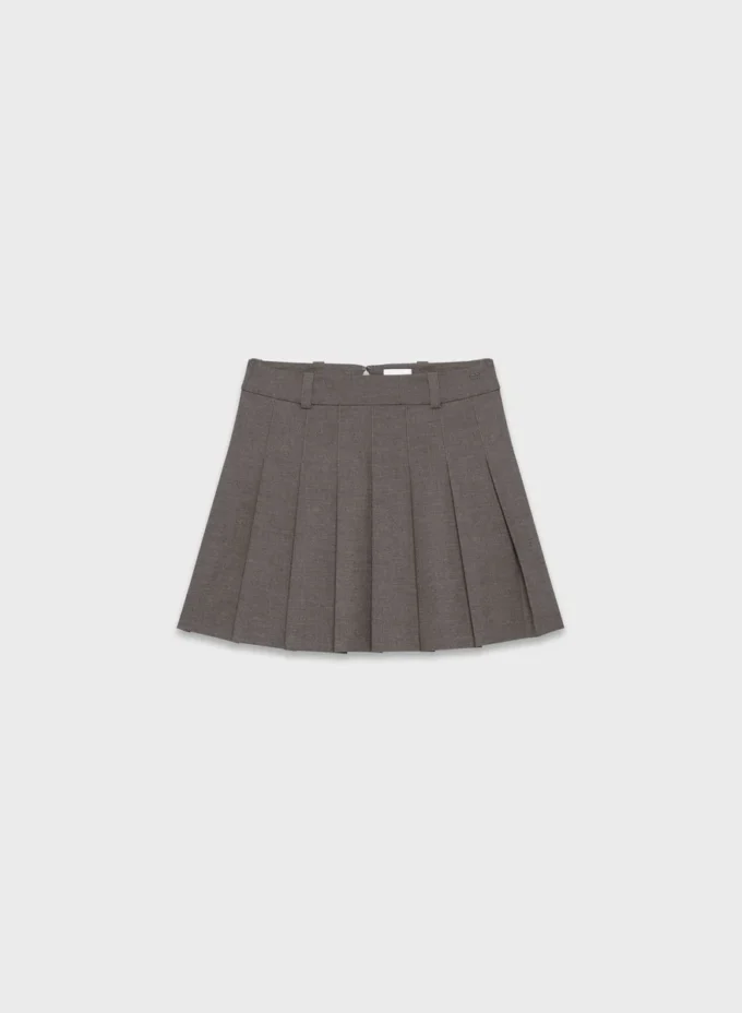 Falda micro plisada de oliva