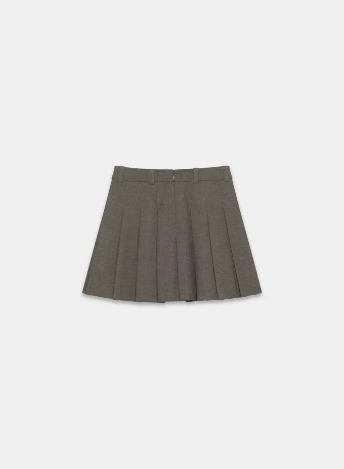 Falda micro plisada de oliva