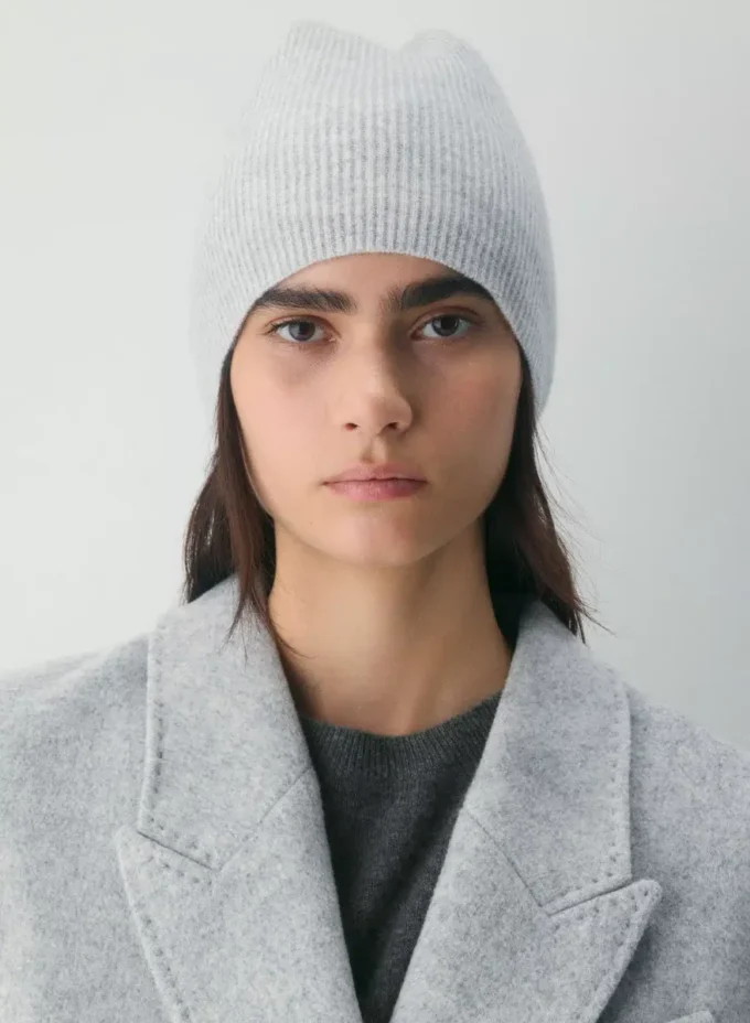 Gorro holgado de punto acanalado de cachemira