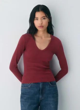 HomeStretch™ Rib Camiseta de manga larga con cuello en V