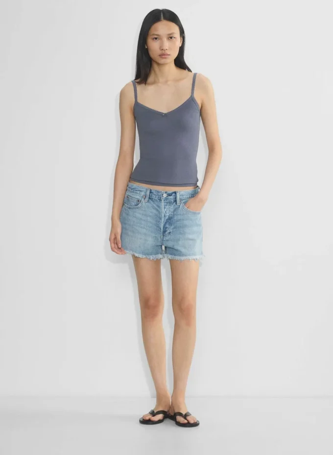 HomeStretch™ Rib Camiseta sin mangas con cuello en V y encaje HomeStretch™ Rib Camiseta sin mangas con cuello en V y encaje