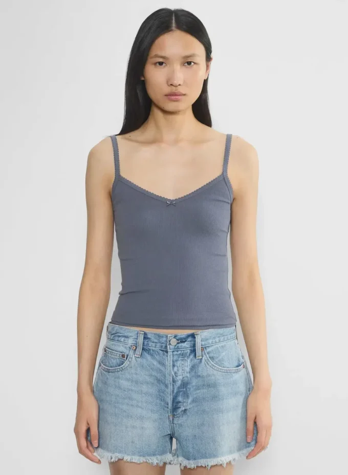 HomeStretch™ Rib Camiseta sin mangas con cuello en V y encaje HomeStretch™ Rib Camiseta sin mangas con cuello en V y encaje