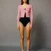 HomeStretch™ Rib V-Neck Waist Button-Up