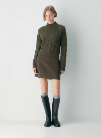 Jersey de cuello alto de manga larga Heritage Knit Merino Wool