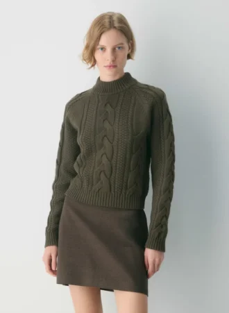 Jersey de cuello alto de manga larga Heritage Knit Merino Wool