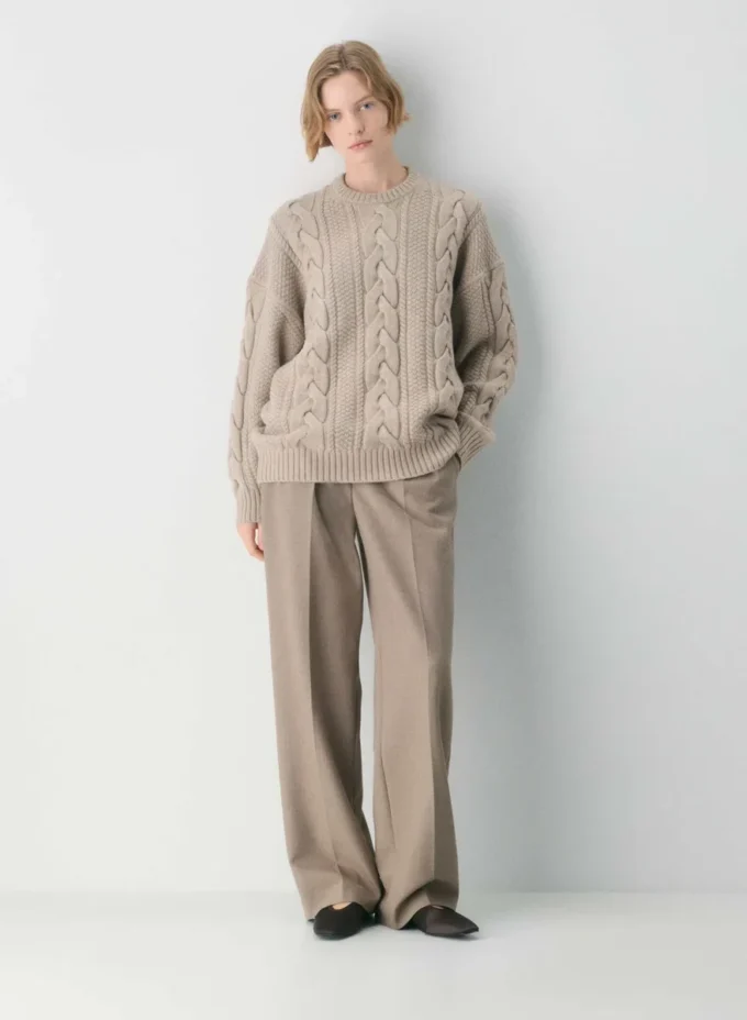 Jersey de cuello redondo de lana merino Heritage Knit Jersey de cuello redondo de lana merino Heritage Knit