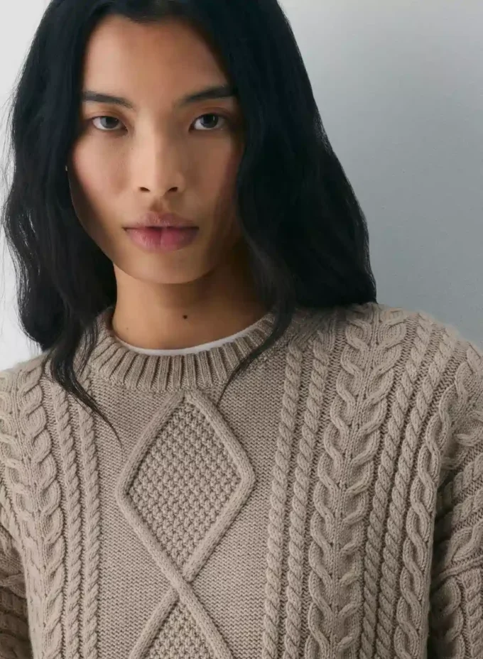 Jersey de cuello redondo de lana merino Heritage Knit