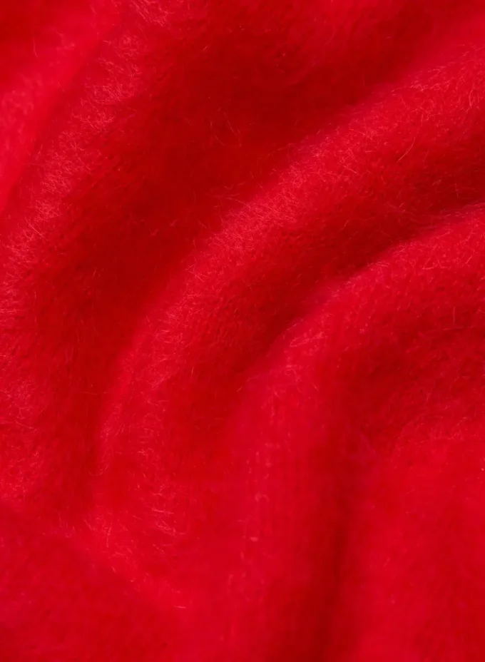 Jersey de manga corta y cuello redondo de cachemira cepillada Jersey de manga corta y cuello redondo de cachemira cepillada