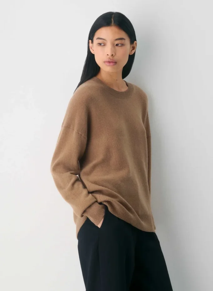 Jersey holgado de cuello redondo Feather Cashmere