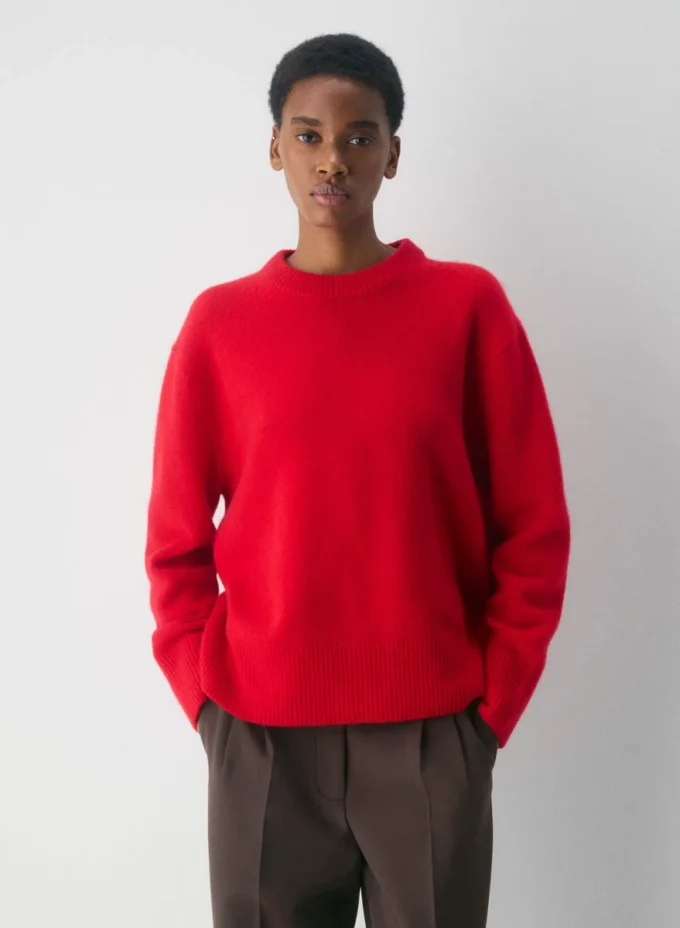 Jersey oversize de cuello redondo de cachemira afelpada Jersey oversize de cuello redondo de cachemira afelpada