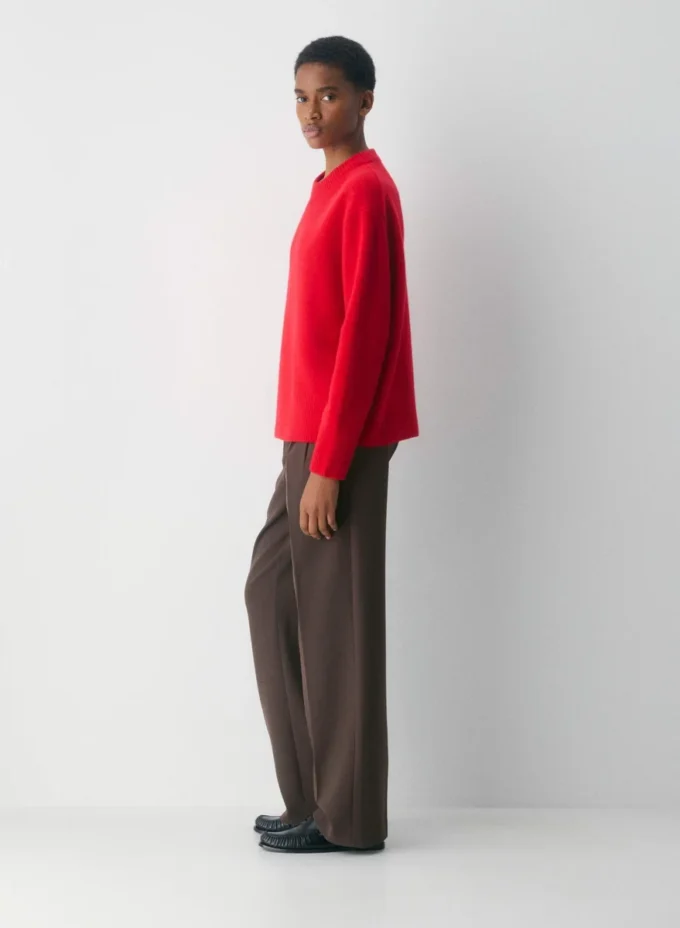 Jersey oversize de cuello redondo de cachemira afelpada Jersey oversize de cuello redondo de cachemira afelpada