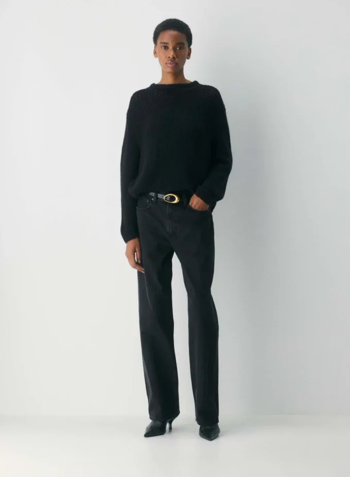 Jersey oversize de cuello redondo Mesh Cashmere