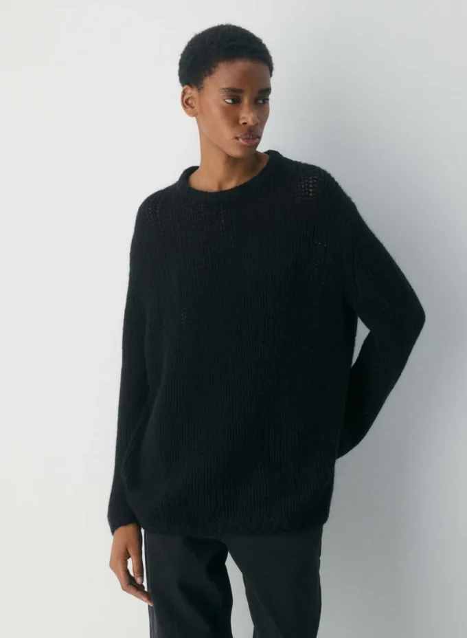 Jersey oversize de cuello redondo Mesh Cashmere