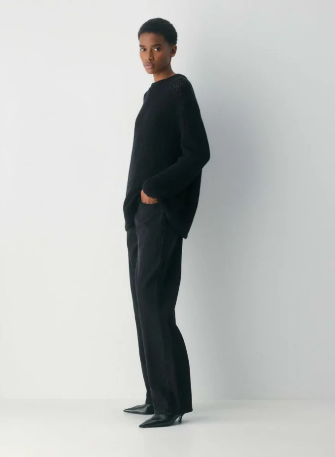 Jersey oversize de cuello redondo Mesh Cashmere