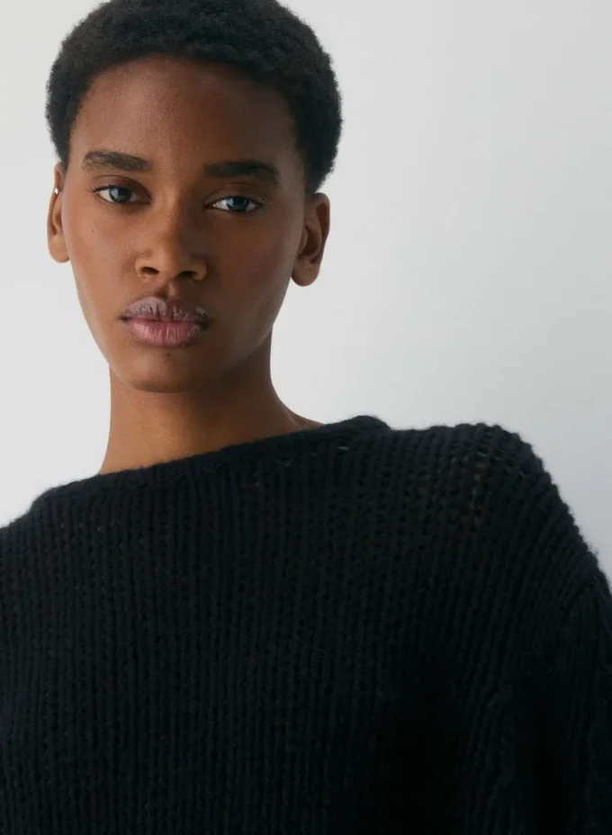 Jersey oversize de cuello redondo Mesh Cashmere
