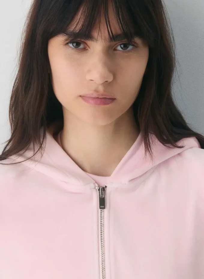 Sudadera con capucha y cremallera Nicole Velour