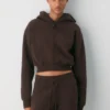 Sudadera con capucha y cremallera Perfect Crop de felpa suave