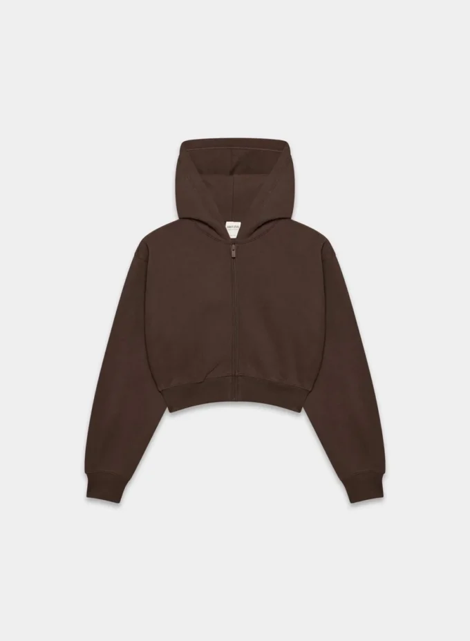 Sudadera con capucha y cremallera Perfect Crop de felpa suave