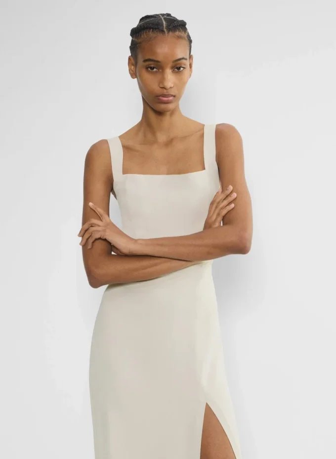 Vestido midi de satén con abertura de los años 90 Vestido midi de satén con abertura de los años 90
